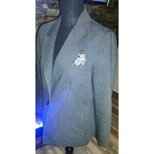 Le Suit Gray Black Striped Button Blazer Jacket Straight Leg Pants Suit Women 10